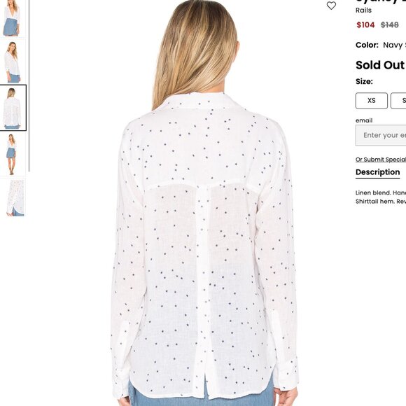 Rails Sydney Button Down with Navy Stars - Picture 2 of 6